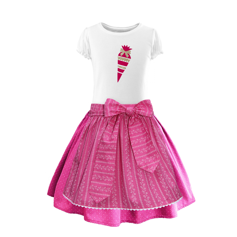 Kinder Dirndl Schulanfang pink Tupfen Ranke