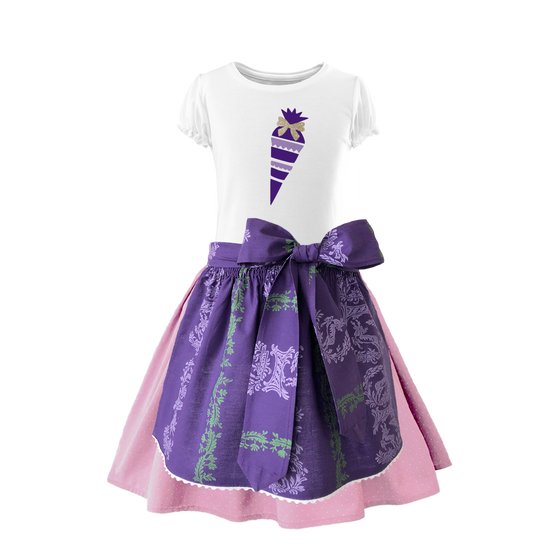 Kinder Dirndl Schulanfang rosa Ranke lila zuckertuete.