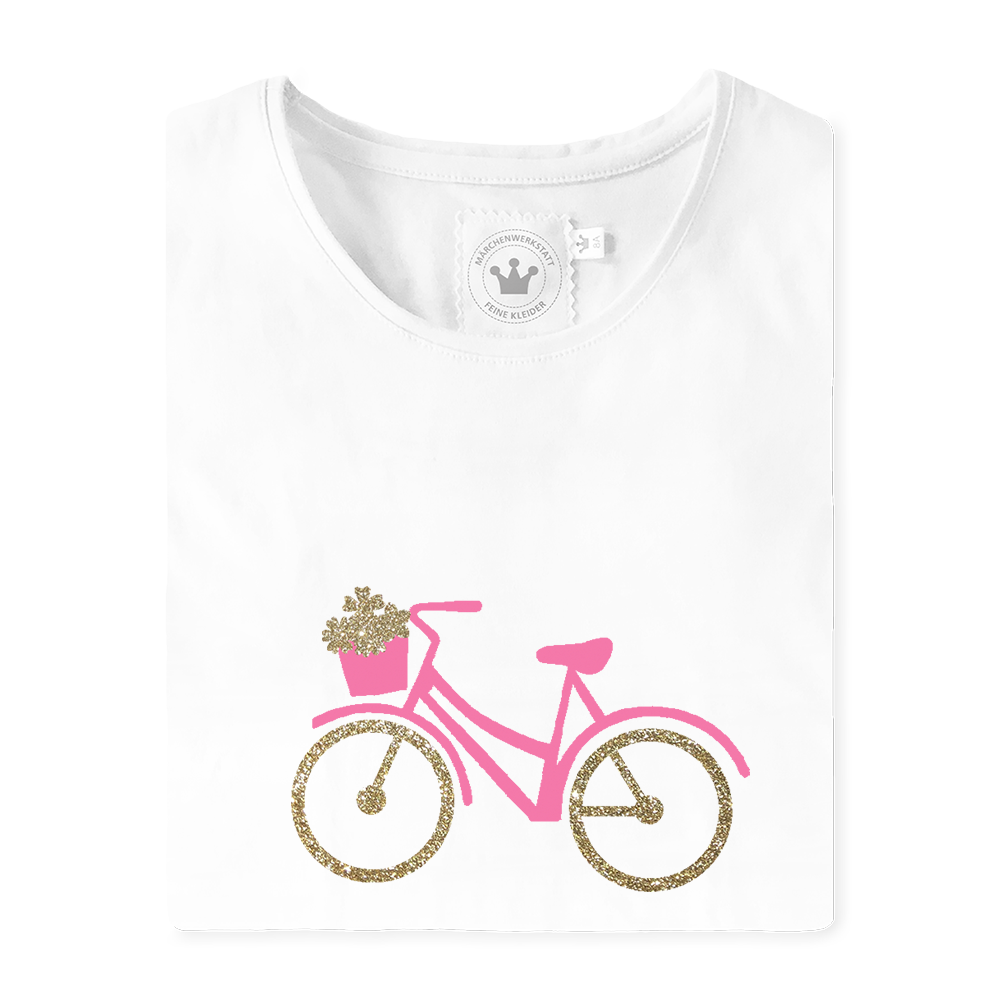 Kinder T-Shirt Fahrrad aus Samt und Glitzer