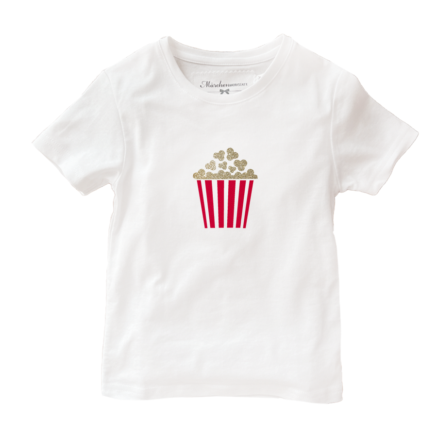 Handmade Kinder T-Shirt Kino Popcorn rot gold