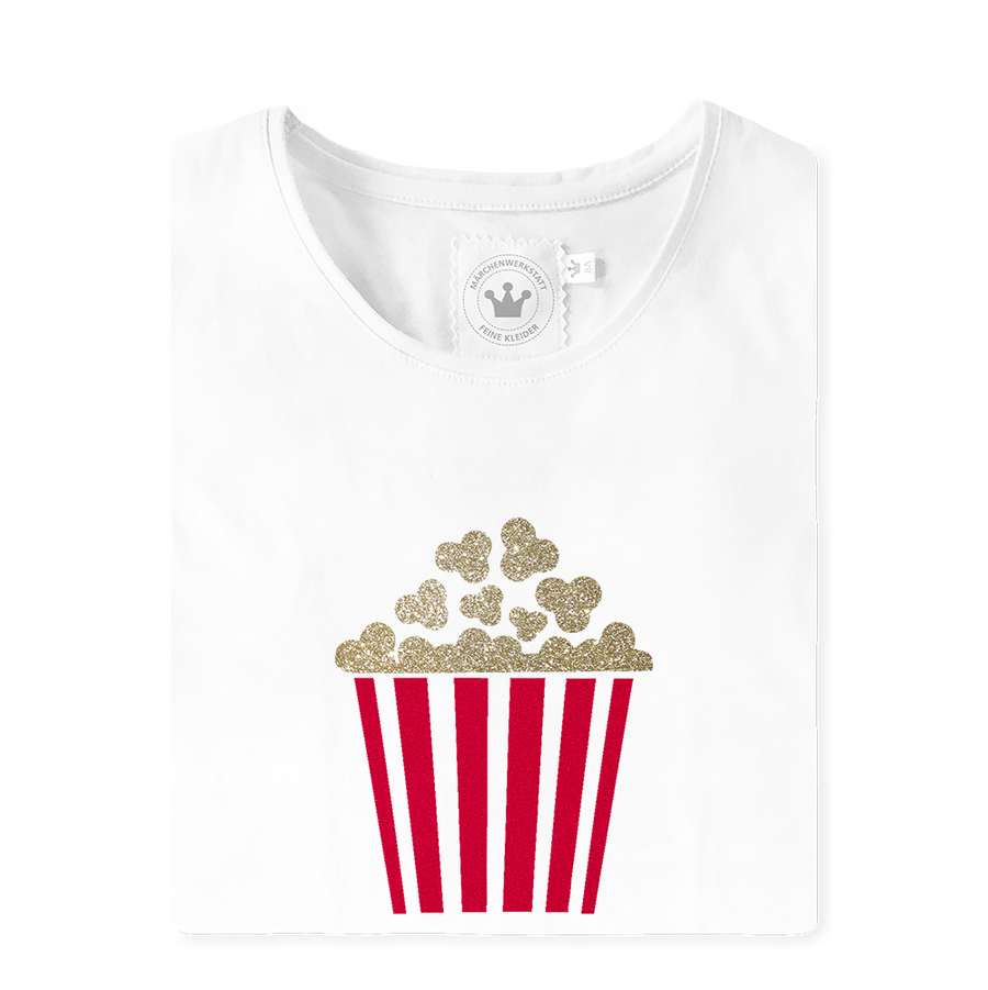 Handmade Kinder T-Shirt Kino Popcorn rot gold