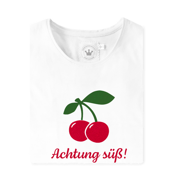 Kinder Shirt Kirsche rot Achtung suess