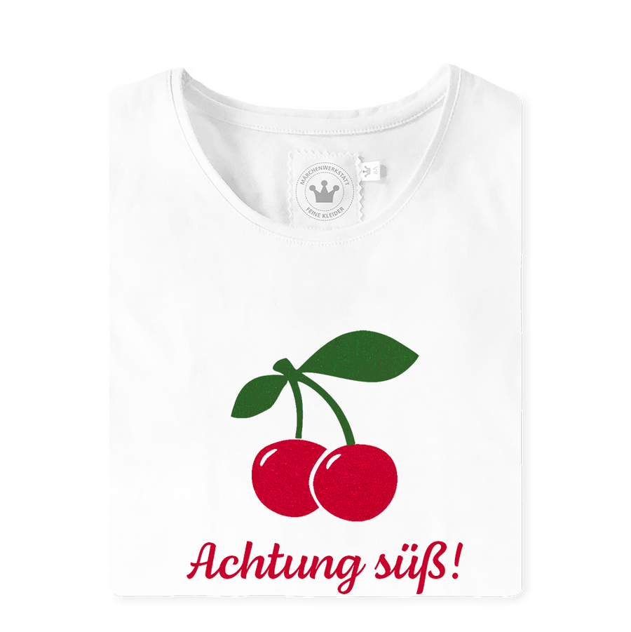 Kinder Shirt Kirsche rot Achtung suess