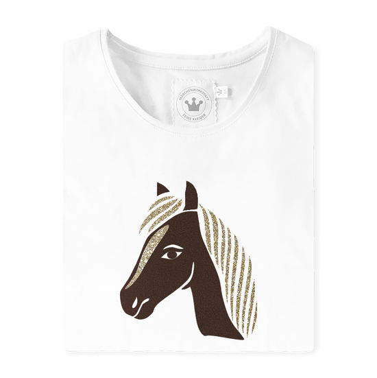 Kinder Shirt Pferd Pony braun gold