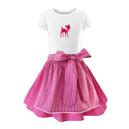 Kinderdirndl Baumwolle Rock Tupfen pink Ranke pink Shurt Bambi