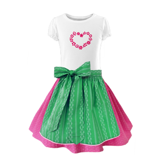 
                    
                      Kinderdirndl Baumwolle Rock Tupfen pink Schuerze Ranke gruen
                    
                  