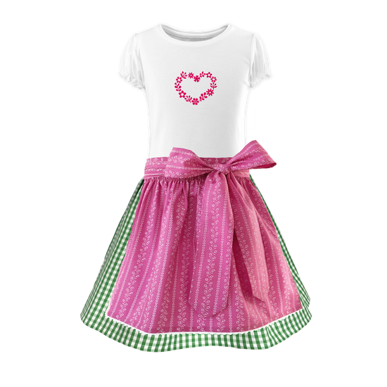 Kinderdirndl Baumwolle Rock karo gruen Ranke ros