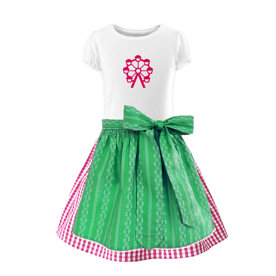 Kinderdirndl Baumwolle Rock karo pink Ranke gruen