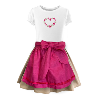 
                    
                      Kinderdirndl Rock beige Schuerze Leinen Shirt Herzl
                    
                  