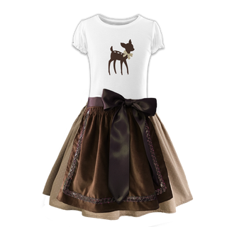 
                    
                      Kinderdirndl Rock beige Schuerze Samt braun Shirt Bambi
                    
                  