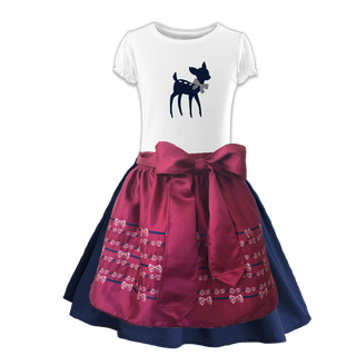
                    
                      Kinderdirndl Rock hdunkelblau Schuerze Spitze beere Shirt Herzl
                    
                  