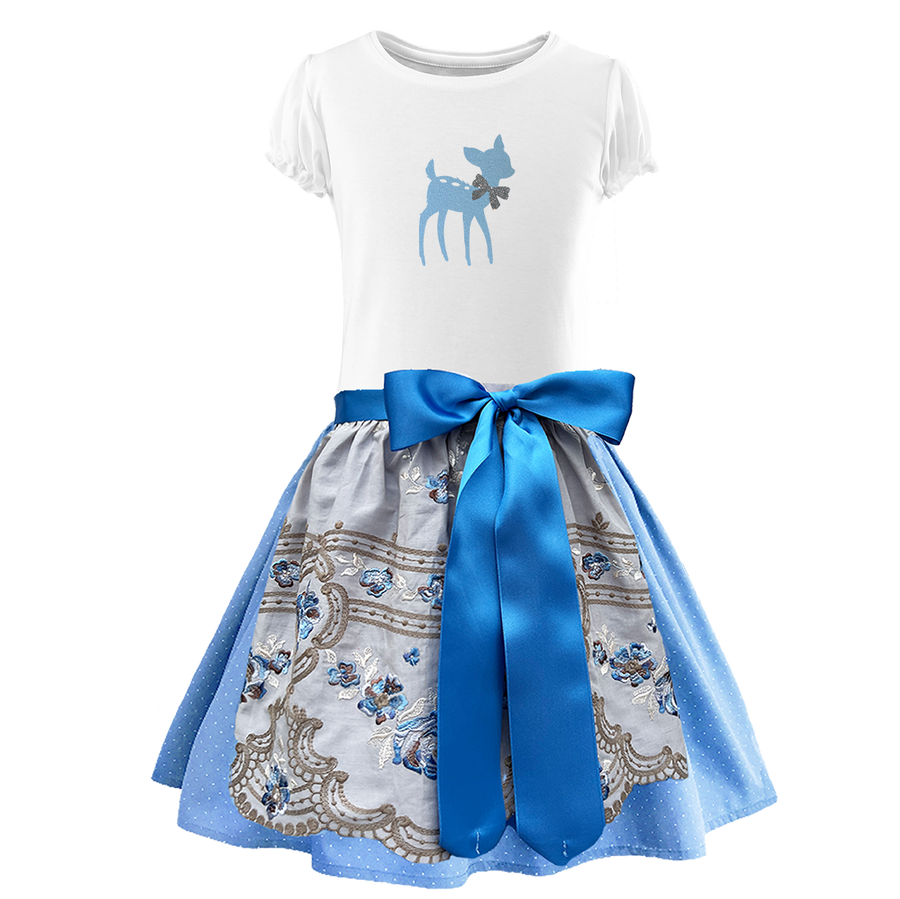 Teenager Dirndl blaue Stickerei
