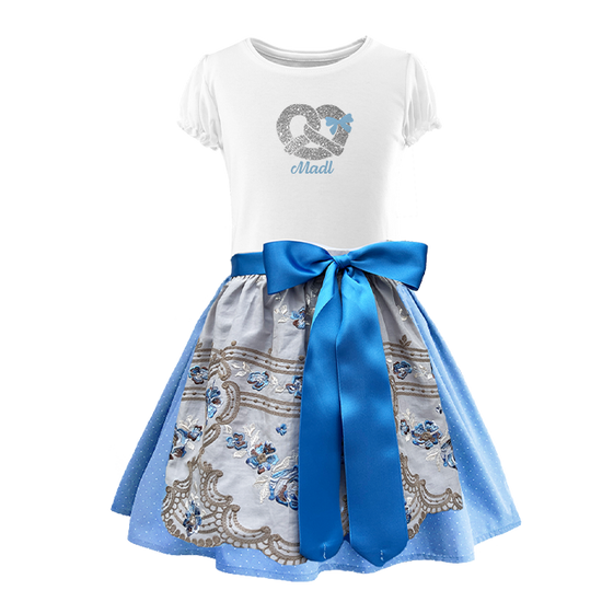 Teenager Dirndl blaue Stickerei