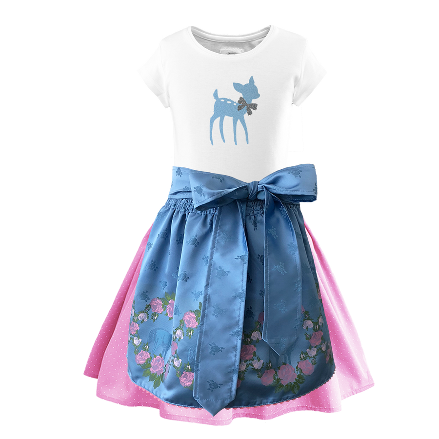 Kinderdirndl Rock hellrosa Tupfen Schuerze Seide