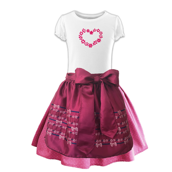 Kinderdirndl Rock rosa Schuerze Spitze beere Shirt Herzl