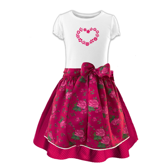 Kinderdirndl Rosen Rock Tupfen pink