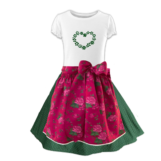 
                    
                      Kinderdirndl Rosen Rock dunkelgruen Tupfen
                    
                  