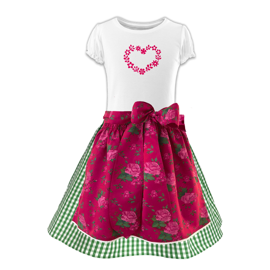 Kinderdirndl Rosen Rock gruen Karo