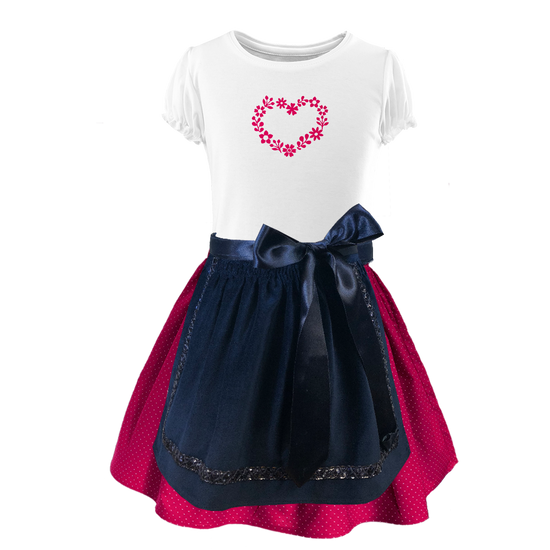 Kinderdirndl rock dunkelblau Schuerze Samt blau.Schwan