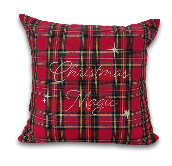Weihnachtskissen rot kariert Flanell Christmas magic