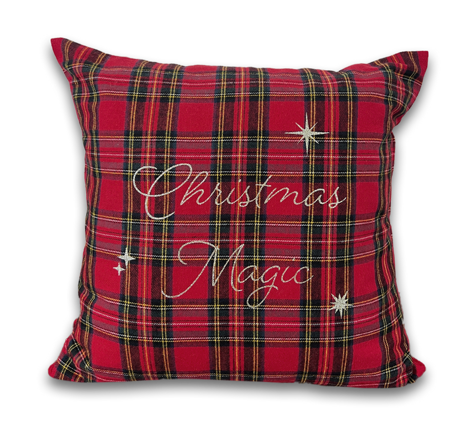 Weihnachtskissen rot kariert Flanell Christmas magic