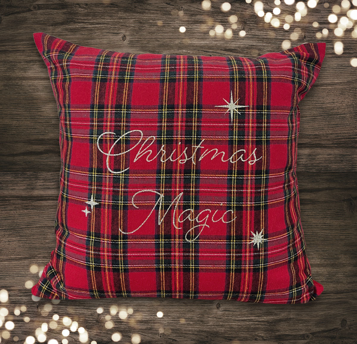Weihnachtskissen rot kariert Flanell Christmas magic