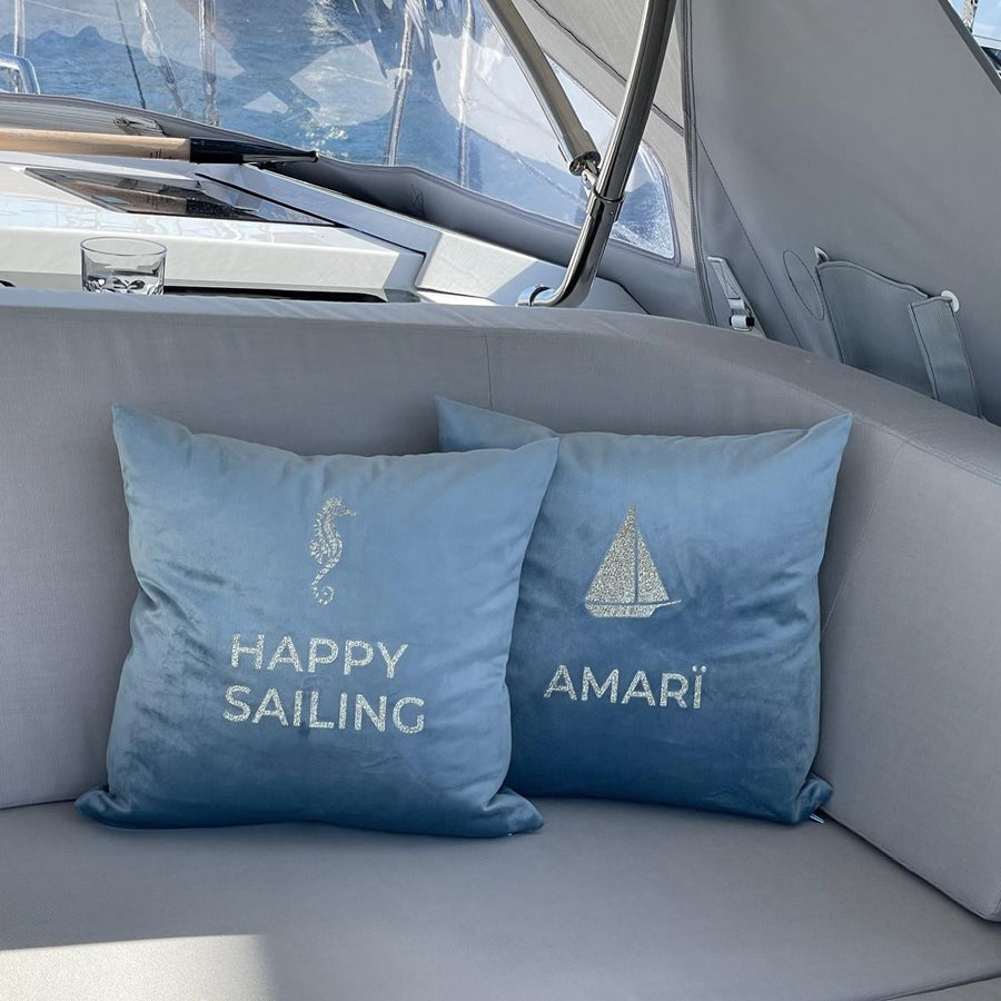 Kissen personalisiert hellblau Amari