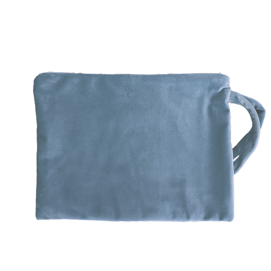 Kosmetiktasche Samt hellblau personalisiert