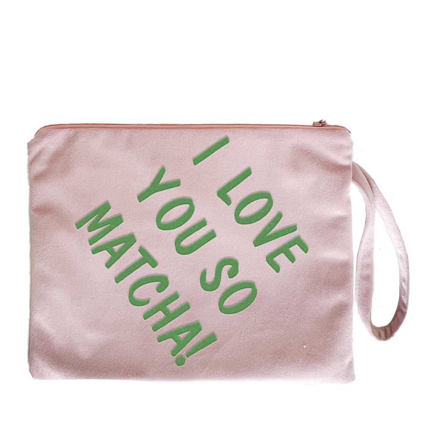 Kosmetiktasche Samt I Love you so matcha