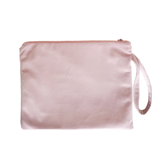 Rosa Satin Kosmetiktasche mit Handgriff, personalisierbar, Weihnachtsgeschenk für Damen
