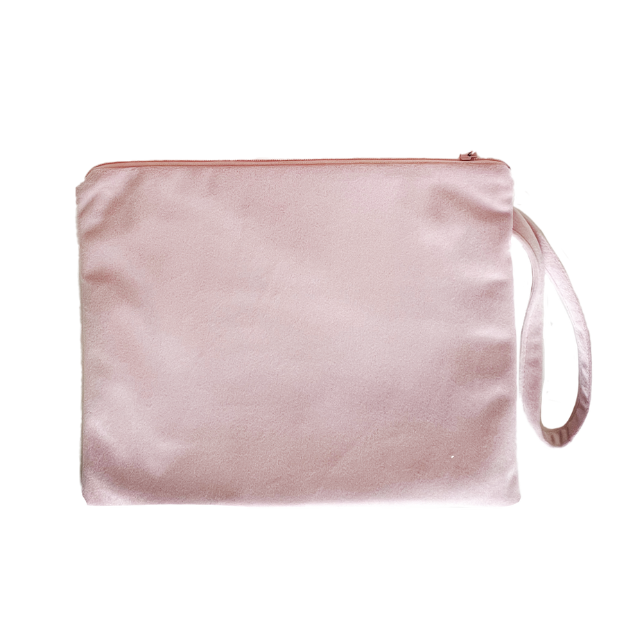 Rosa Satin Kosmetiktasche mit Handgriff, personalisierbar, Weihnachtsgeschenk für Damen