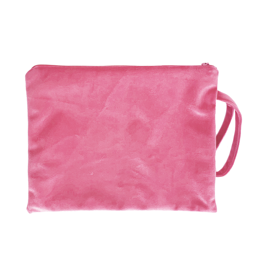Kosmetiktasche Samt rosa personalisiert