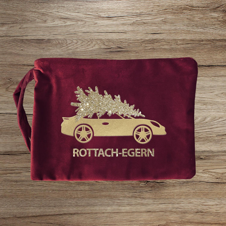 Personalisierte Weihnachts-Kosmetiktasche mit Samt, Weihnachtsgeschenk für Damen