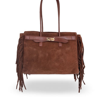 
                    
                      Ledertasche Velour Fransen braun
                    
                  
