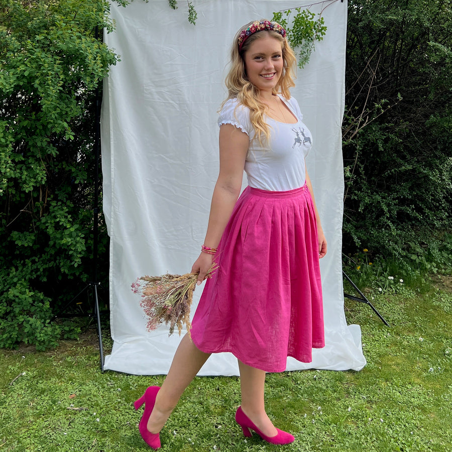 Damen Rock Leinen pink Märchenwerkstatt