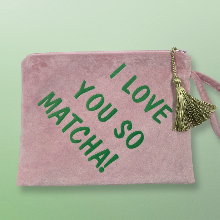 Kosmetiktasche Samt I Love you so matcha
