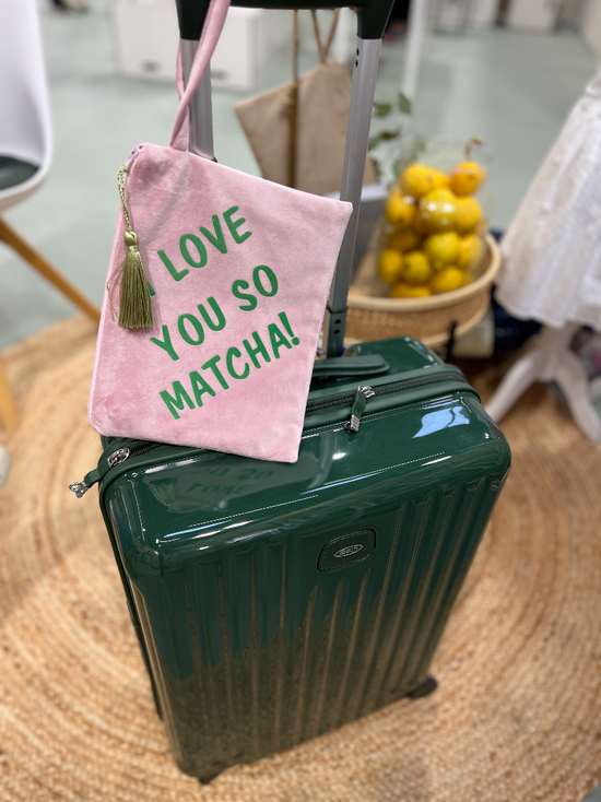 Kosmetiktasche Samt I Love you so matcha
