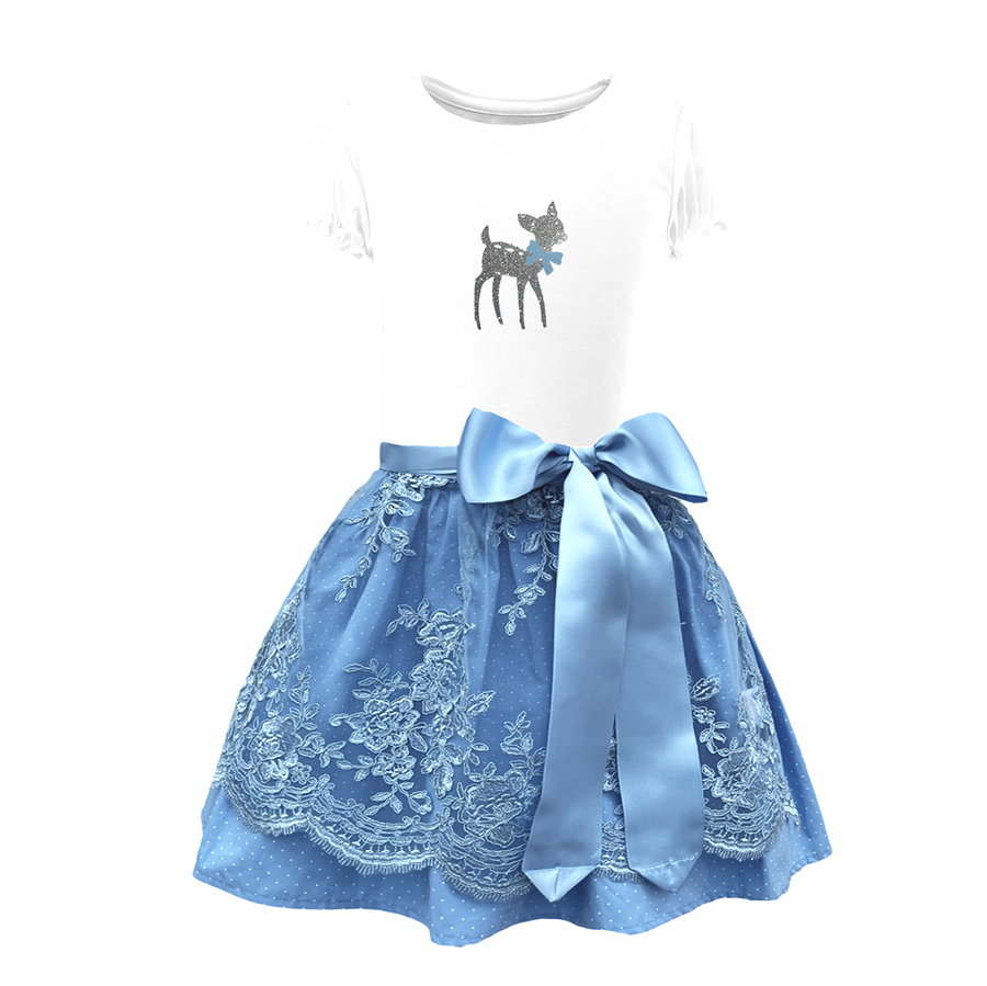 Kinder Dirndl hellblau Spitze