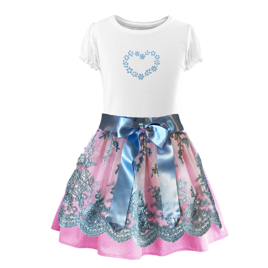 Maedchen Dirndl Rock hellblau Spitze Bambi