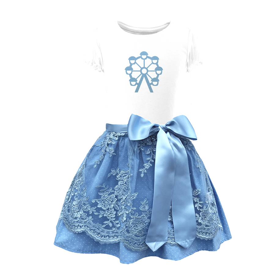 Kinder Dirndl hellblau Spitze