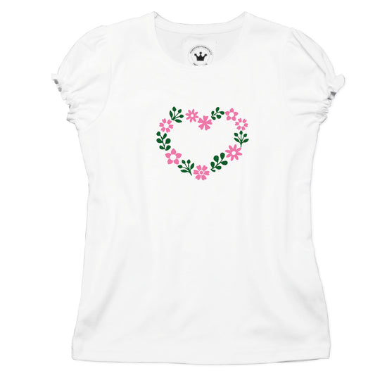 Mädchen T-Shirt Blumenherz bunt