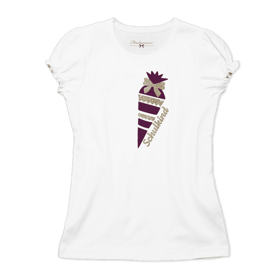 Schulanfang T-Shirt Zuckertüte beere mit gold Samt Glitzer