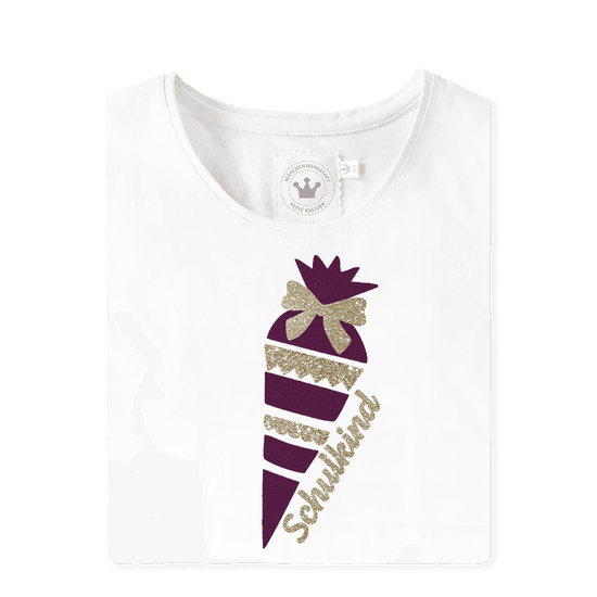 Schulanfang T-Shirt Zuckertüte Gold Samt Glitzer