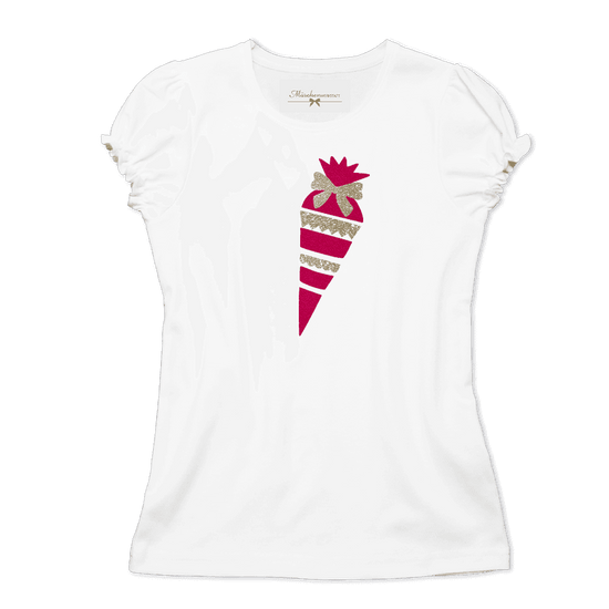 Mädchen T-Shirt Schulanfang Zuckertüte pink gold