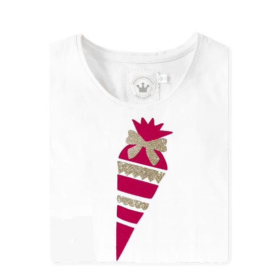 T-Shirt Schulanfang Zuckertüte pink gold