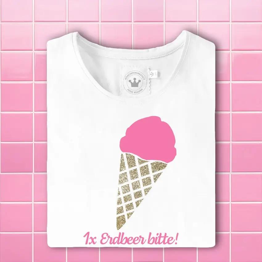Mädchen T-Shirt Erdbeer Eis