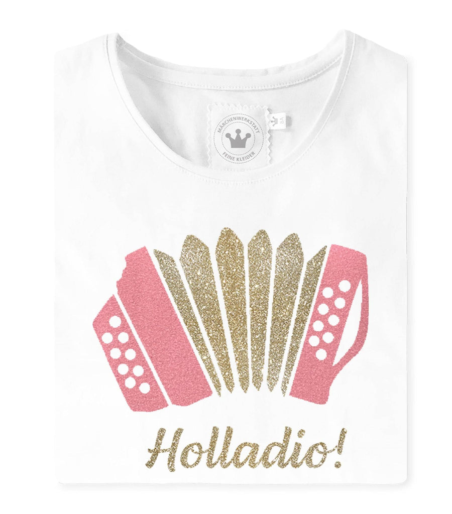 Mädchen Trachten T-Shirt "Servus" mit rosa Akkordeon 