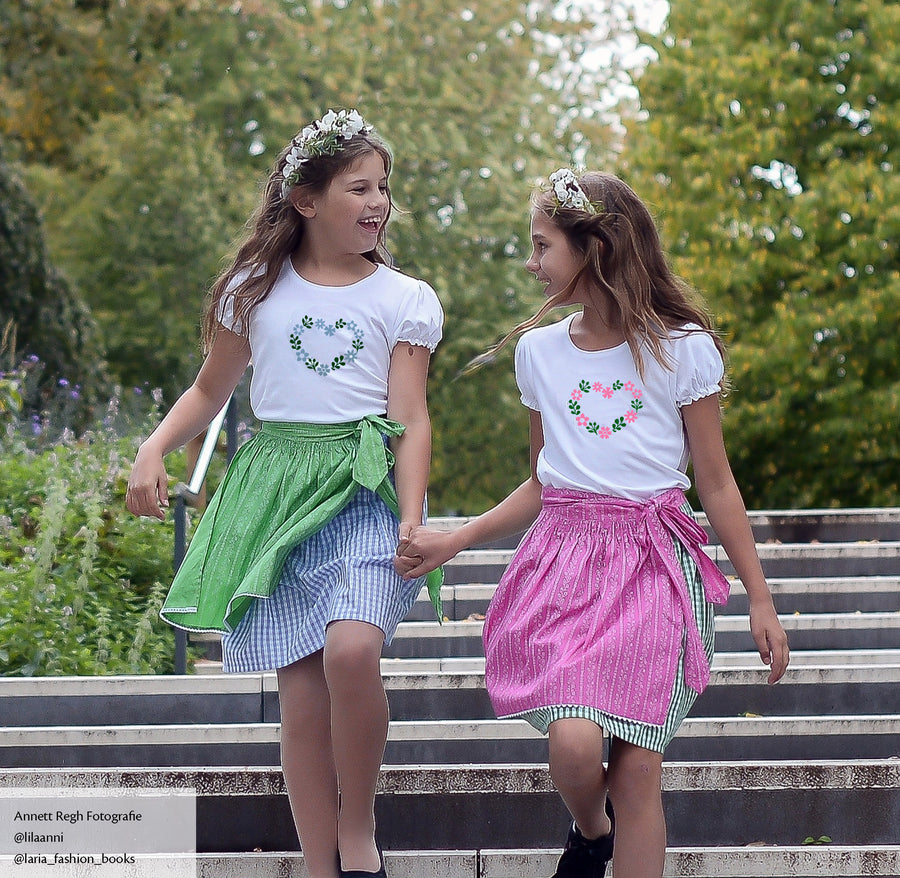 Maedchendirndl Partnerlook hellblau rosa gruen