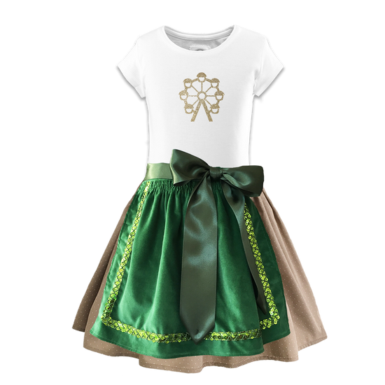 Maedchendirndl Rock beige Schuerze Samt gruen