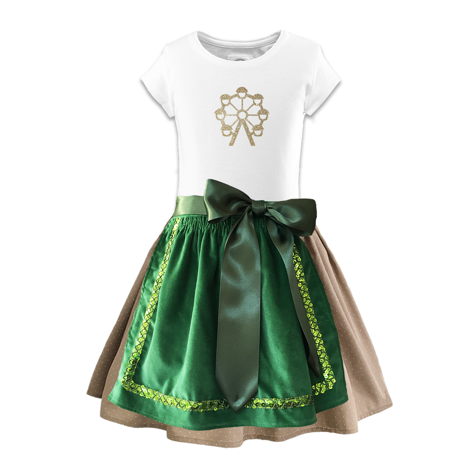 Maedchendirndl Rock beige Schuerze Samt gruen